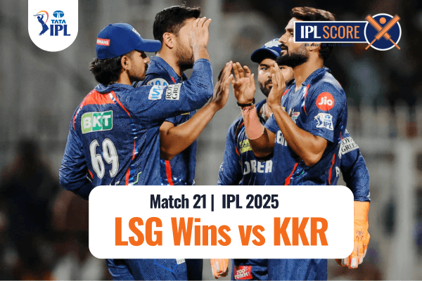 LSG vs KKR IPL 2025 - 21 April 2025 Lucknow Super Giants won by 4 runs