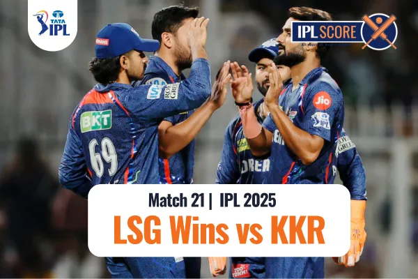 LSG vs KKR IPL 2025 - 21 April 2025 Lucknow Super Giants won by 4 runs